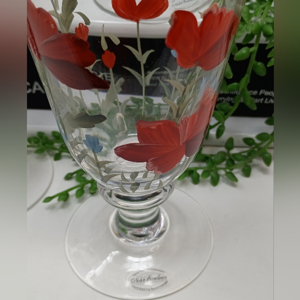 Noble Excellence Hand Painted Drinkware Set, Pitcher And Four Glasses - Picture 5 of 8